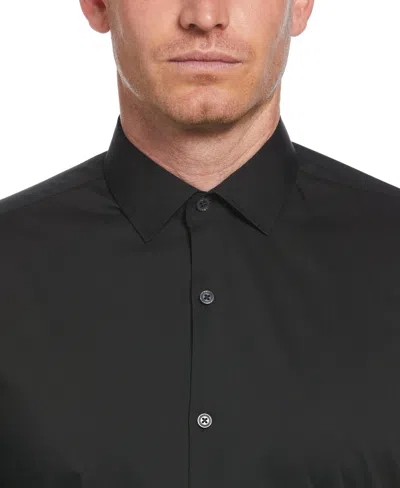 Perry Ellis Solid Sateen Slim Fit Dress Shirt In Black