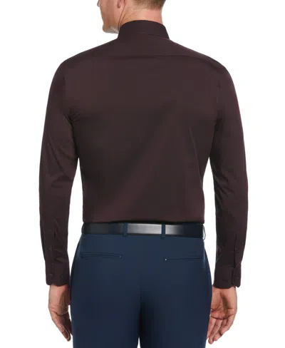 Perry Ellis Men's Slim Fit Solid Dress Shirt In Dark Burgundy,pink