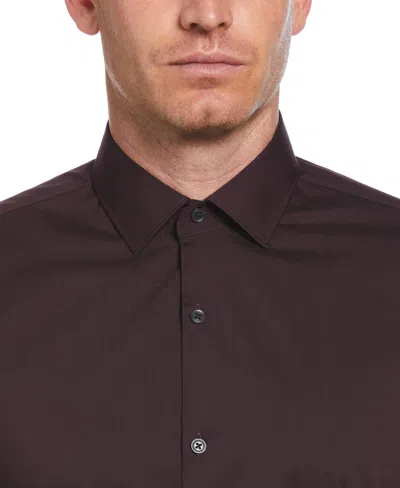 Perry Ellis Men's Slim Fit Solid Dress Shirt In Dark Burgundy,pink
