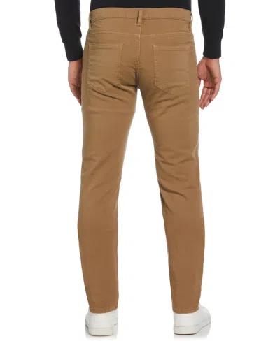Perry Ellis Men's Slim Fit Dyed Solid Twill Five Pocket Pants In Elmwood,brown