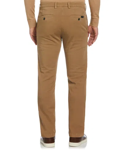 Perry Ellis Men's Slim Fit Dyed Solid Twill Chino Pants In Elmwood,brown