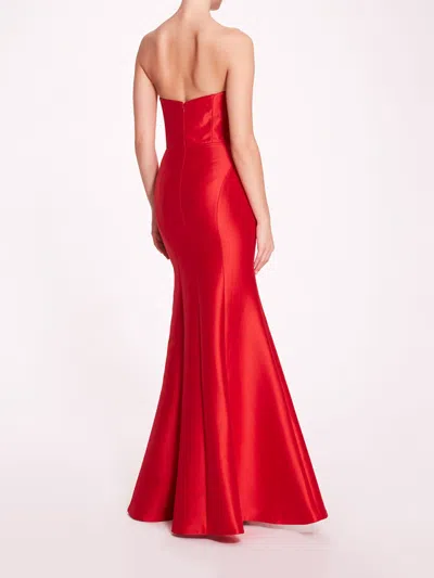 Marchesa Floral Mikado Gown In Red