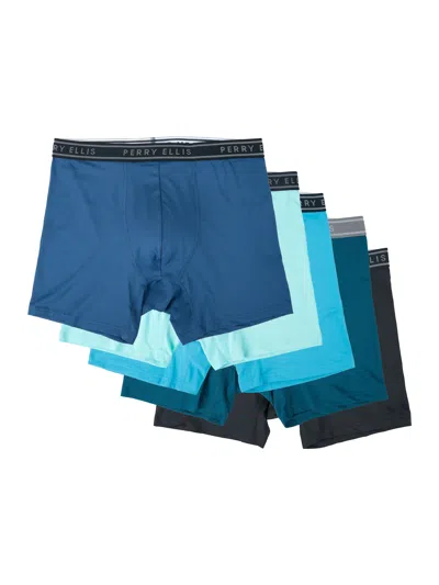 Perry Ellis Men's 5-pack Stretch Boxer Brief In Larkspur,blue