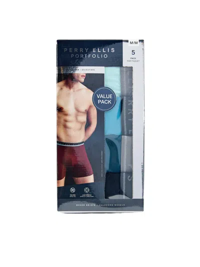 Perry Ellis Men's 5-pack Stretch Boxer Brief In Larkspur,blue