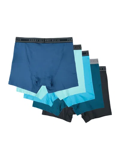 Perry Ellis Men's 5-pack Stretch Boxer Brief In Larkspur,blue