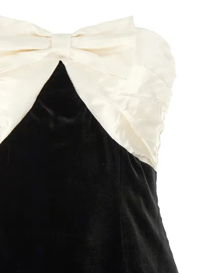 Shop Alessandra Rich Bow Short Dress Dresses White/black