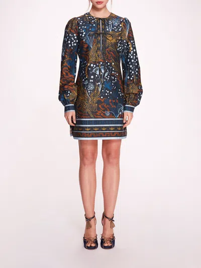 Shop Marchesa Flying Cheetah Mini Dress In Blue Multi