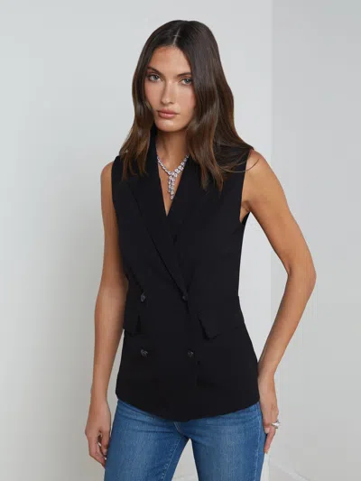 L Agence Aldora Double Breasted Vest Black In Black