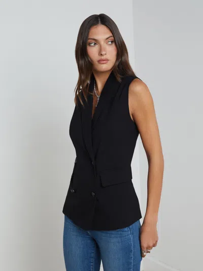 L Agence Aldora Double Breasted Vest Black In Black