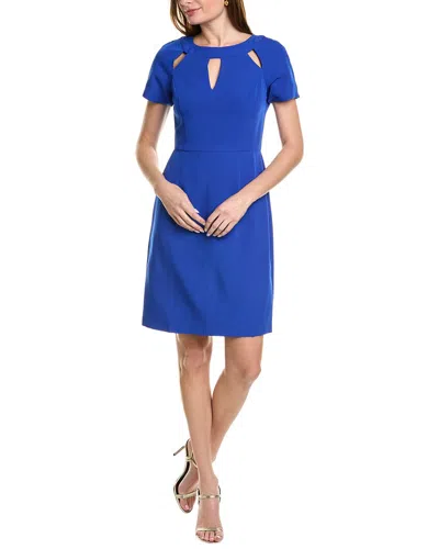 Focus By Shani Keyhole Crepe Dress In Blue