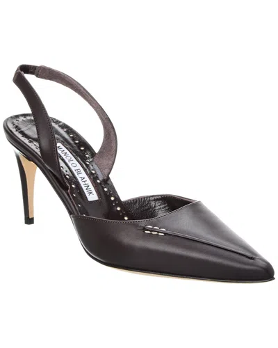 Manolo Blahnik Homerasli 70 Leather Slingback Pump In Black