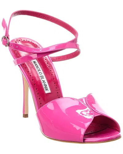 Manolo Blahnik Hourani 105 Patent Sandal In Pink