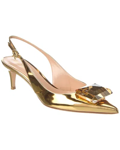 Gianvito Rossi Jaipur 55 Leather Slingback Pump In Gold