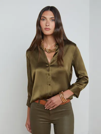 L Agence Dani Silk Blouse In Pine