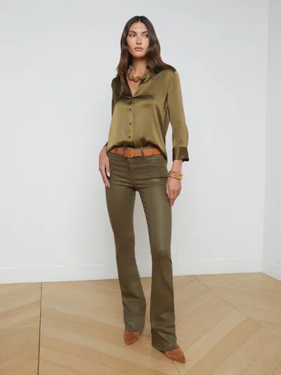 L Agence Dani Silk Blouse In Pine