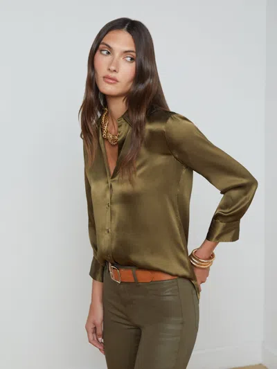 L Agence Dani Silk Blouse In Pine