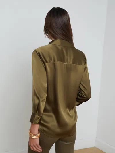 L Agence Dani Silk Blouse In Pine