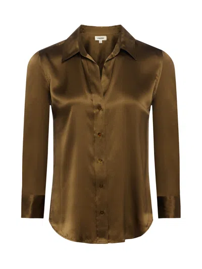 L Agence Dani Silk Blouse In Pine