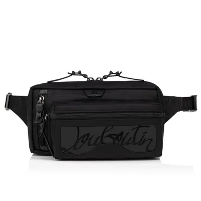 Christian Louboutin Loubideal Studded Rubber-trimmed Shell And Mesh Belt Bag In Black/black/black