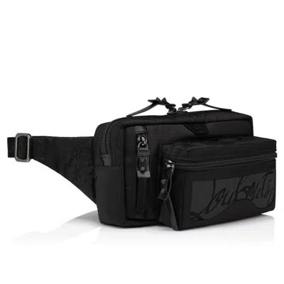 Christian Louboutin Loubideal Studded Rubber-trimmed Shell And Mesh Belt Bag In Black/black/black