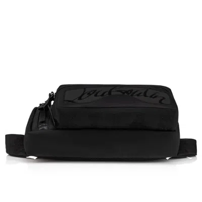 Christian Louboutin Loubideal Studded Rubber-trimmed Shell And Mesh Belt Bag In Black/black/black
