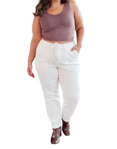Judy Blue High Rise Contrast Thread Jogger In Ecru In White