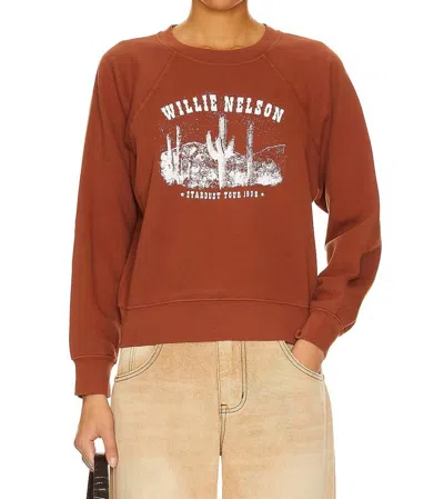 Daydreamer Willie Nelson Stardust Tour Raglan Crew Sweatshirt Sable L In Blue