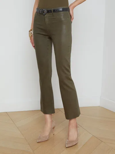 L Agence Kendra Coated Cropped Flare Jean In Pinewood Coated