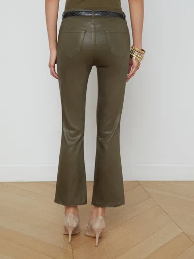 L Agence Kendra Coated Cropped Flare Jean In Pinewood Coated