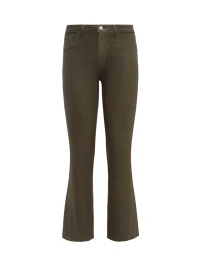 L Agence Kendra Coated Cropped Flare Jean In Pinewood Coated