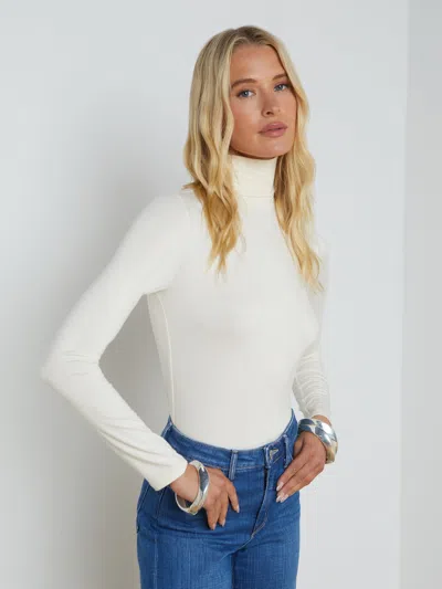 L Agence Lani Long Sleeve Top In Vintage White