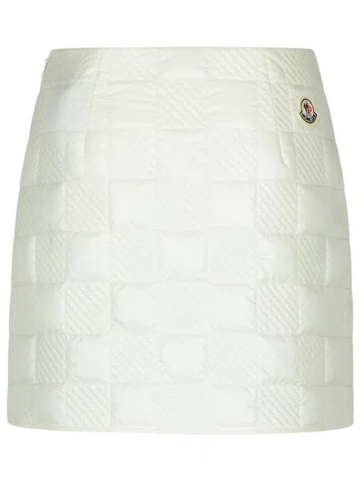 Moncler Women's Checkered Quilted Nylon Short Skirt In Beige