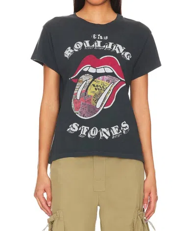 Daydreamer Rolling Stones Ticket Fill Tongue Tour Tee In Vintage Black In Black