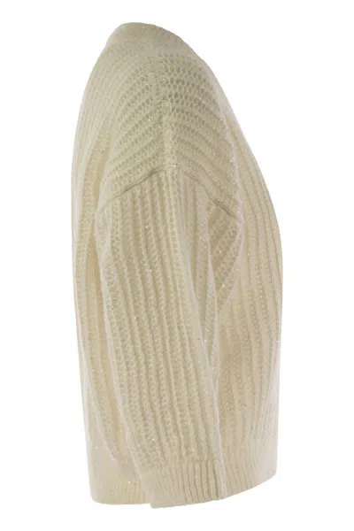 Peserico Women Tricot Sweater With Micropaillettes In White