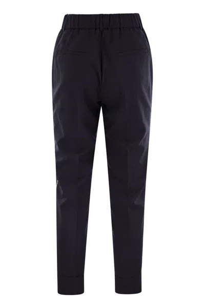 Peserico Women Virgin Wool Blend Trousers With Jewellery In Blue