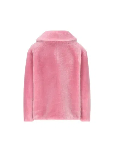 Prada Single-breasted Shearling Jacket In Begonia