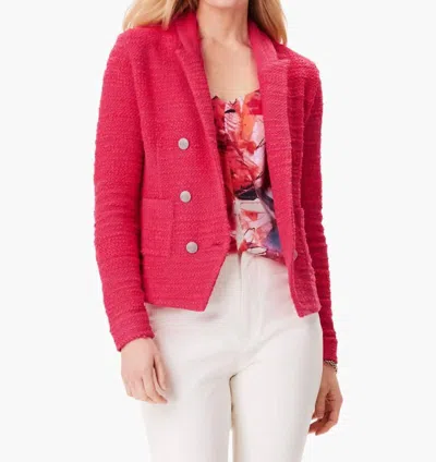 Nic + Zoe Textured Femme Knit Jacket In Bright Rose In Pink