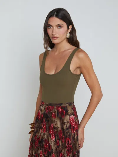 L'agence Nica Scoopneck Bodysuit In Pine