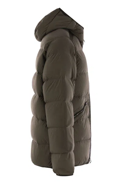 Shop Stone Island Hooded Down Jacket In Wood