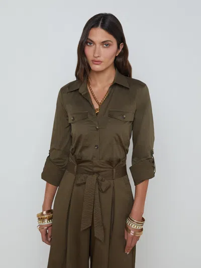 L Agence Pearson Blouse In Pine