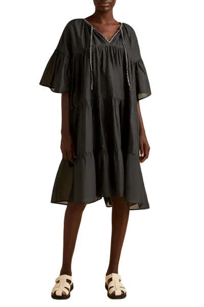Merlette Paradis Eyelet Dress In Black In Black