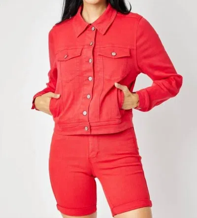 JUDY BLUE DENIM JACKET IN RED 