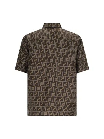 Shop Fendi Men Ff' Shirt In Brown