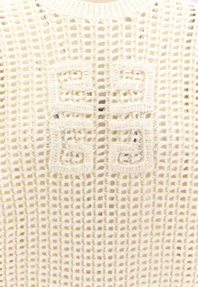 Shop Givenchy 4g Crochet Knit Sweater In Cream