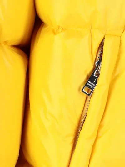 Prada Down Jacket With Logo In Yellow