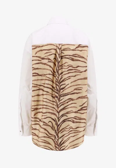 Shop Stella Mccartney Animalier Print Paneled Shirt In White