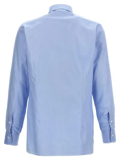 Barba Napoli Barba Tailored Poplin Shirt With Button Closure In Blue