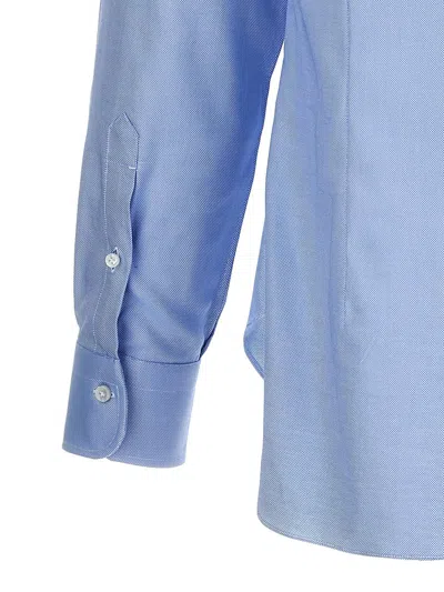 Barba Napoli Barba Tailored Poplin Shirt With Button Closure In Blue