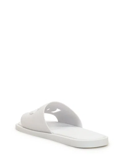 Dolce & Gabbana White Sandals With Logo Detail In Rubber Man In Multi