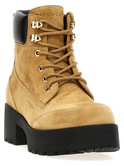 Givenchy Chunky Heel Suede Ankle Boots In Beige